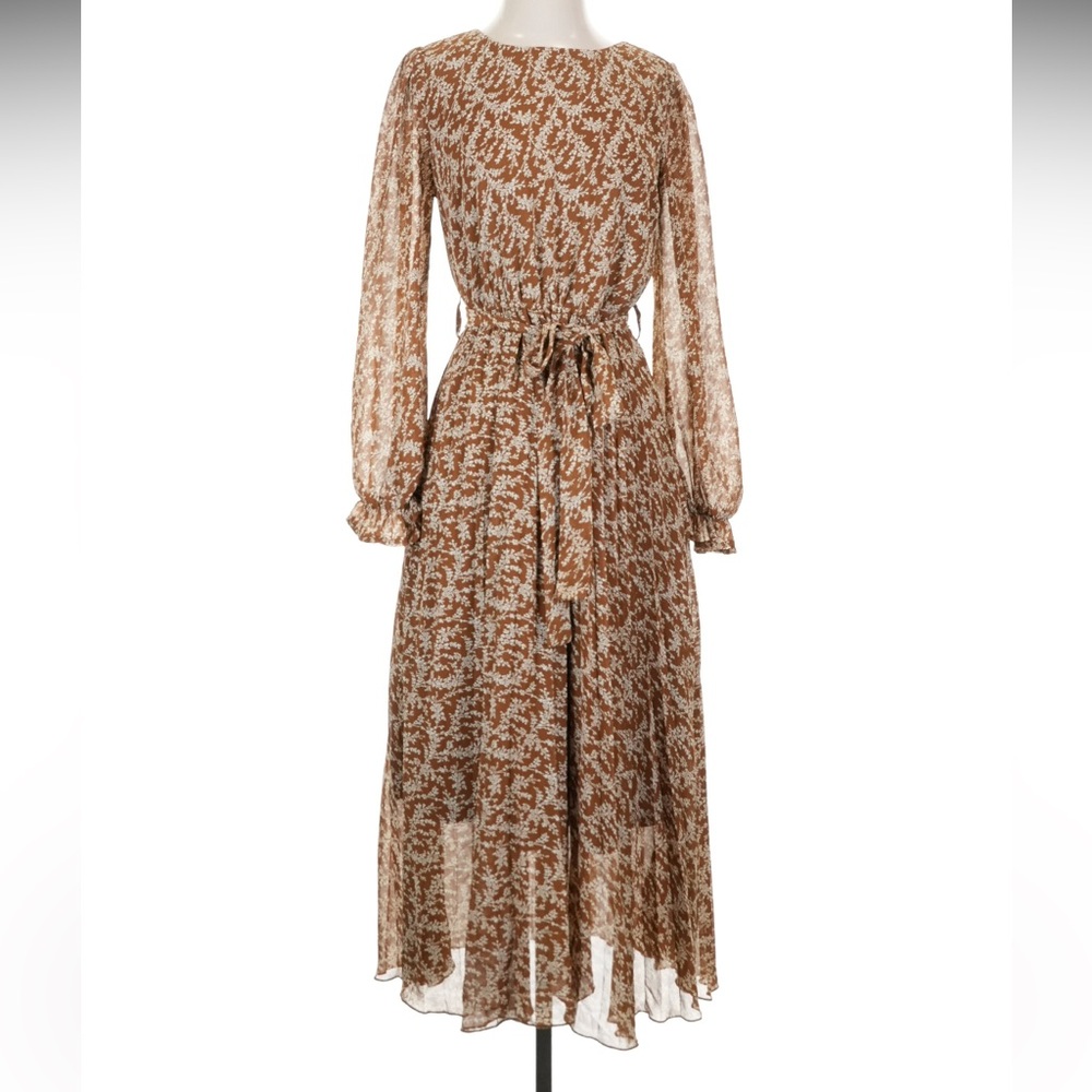 NWOT Polagram Brown Floral Long Sleeve Dress